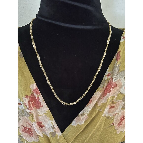 Napier Vintage Gold Tone Twisted Rope Chain Necklace 18 Inches Double Strand - Picture 1 of 2